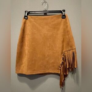 Boutique Faux Suede Fringe Skirt Sz S